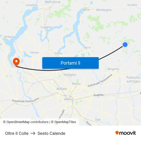 Oltre Il Colle to Sesto Calende map