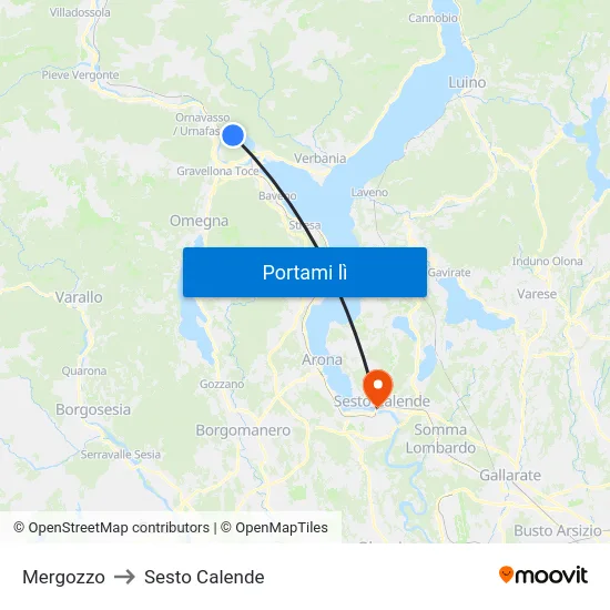 Mergozzo to Sesto Calende map