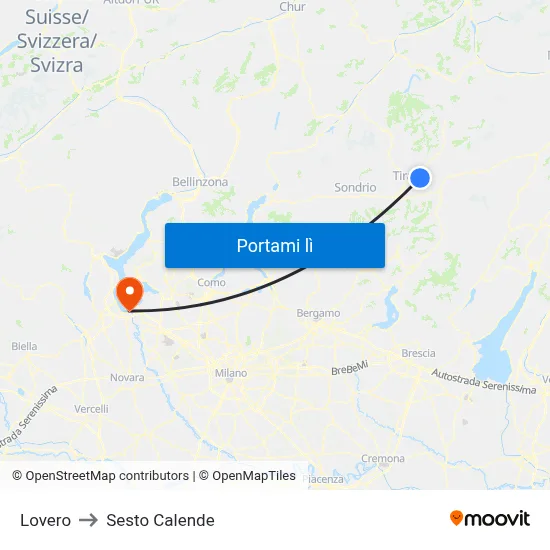 Lovero to Sesto Calende map