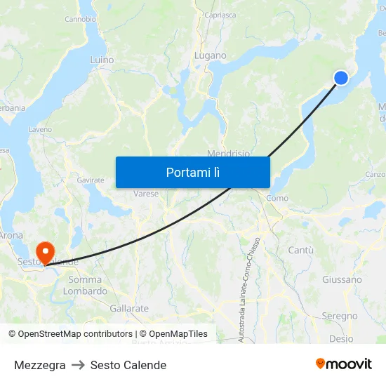 Mezzegra to Sesto Calende map
