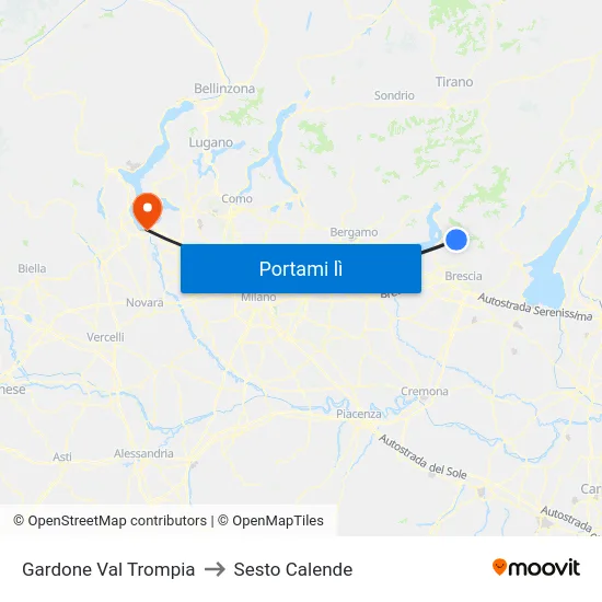 Gardone Val Trompia to Sesto Calende map