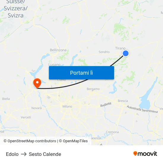 Edolo to Sesto Calende map