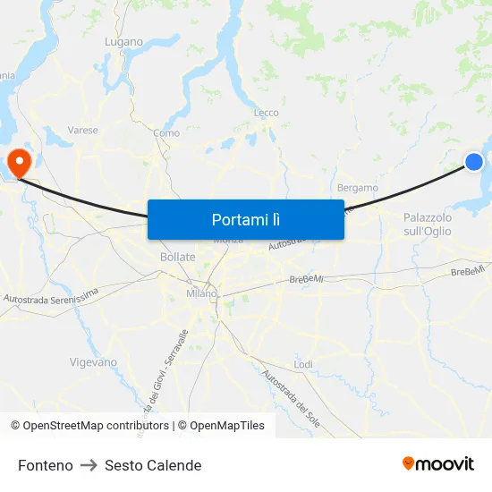 Fonteno to Sesto Calende map
