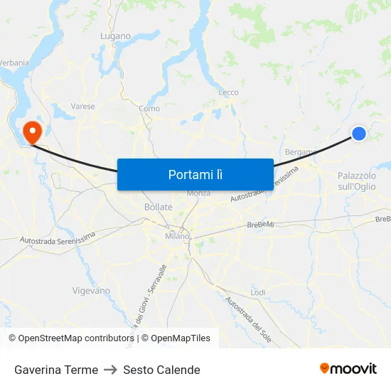 Gaverina Terme to Sesto Calende map