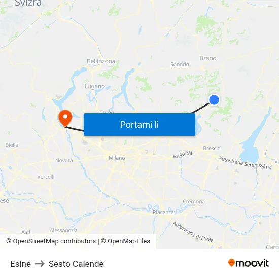 Esine to Sesto Calende map