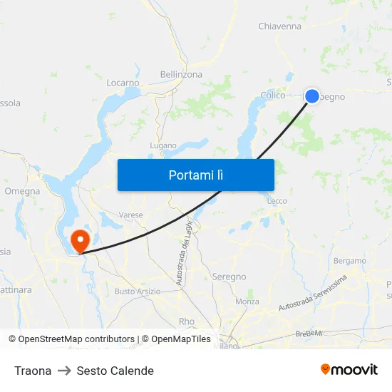 Traona to Sesto Calende map