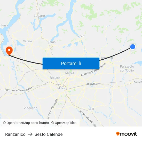 Ranzanico to Sesto Calende map