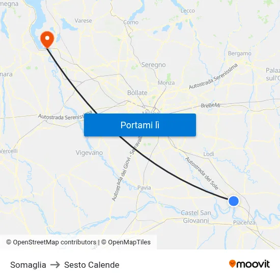 Somaglia to Sesto Calende map