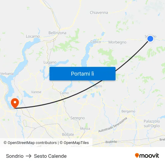 Sondrio to Sesto Calende map
