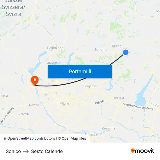 Sonico to Sesto Calende map