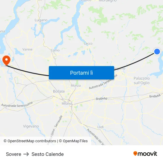 Sovere to Sesto Calende map