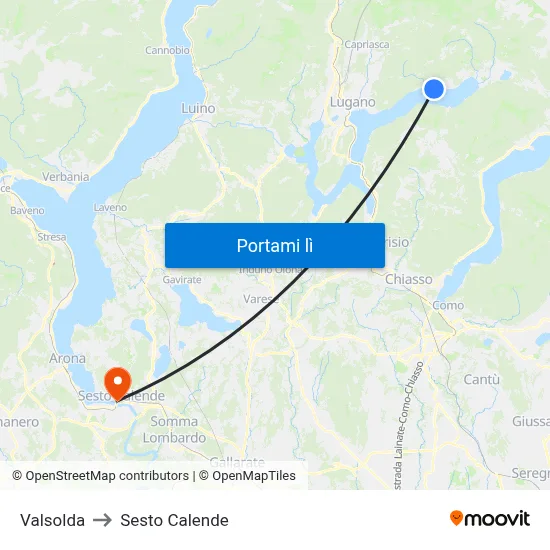 Valsolda to Sesto Calende map