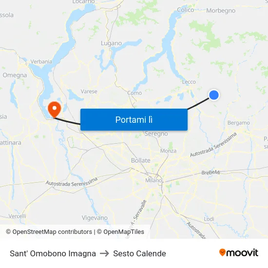Sant' Omobono Imagna to Sesto Calende map