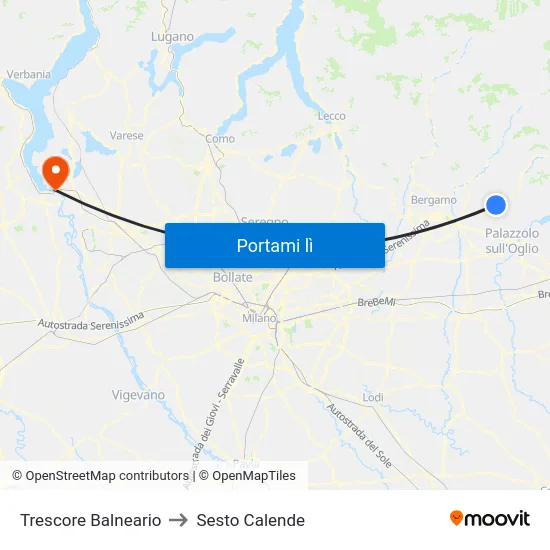 Trescore Balneario to Sesto Calende map