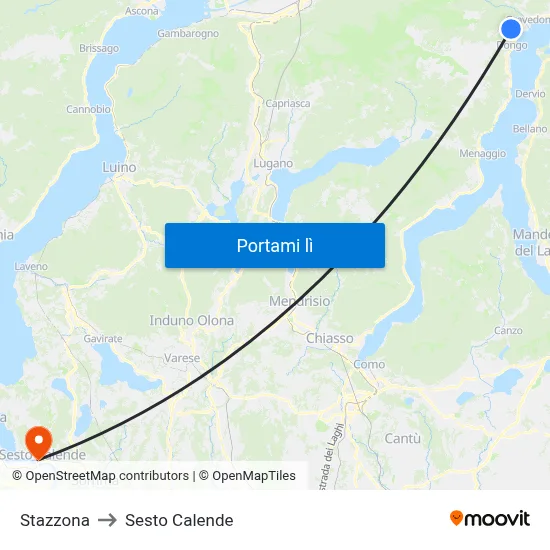 Stazzona to Sesto Calende map