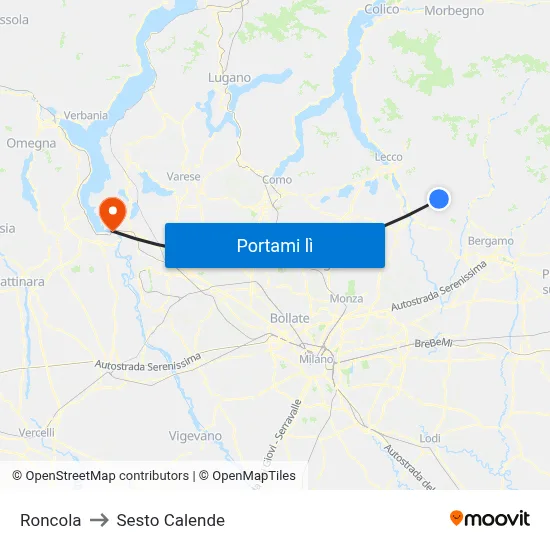 Roncola to Sesto Calende map