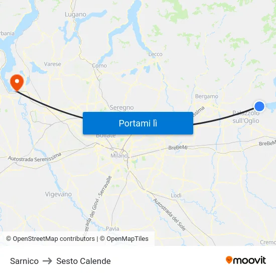Sarnico to Sesto Calende map