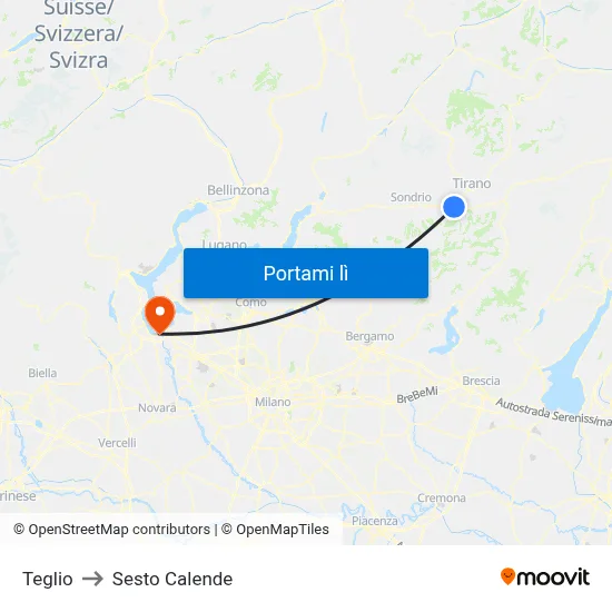 Teglio to Sesto Calende map