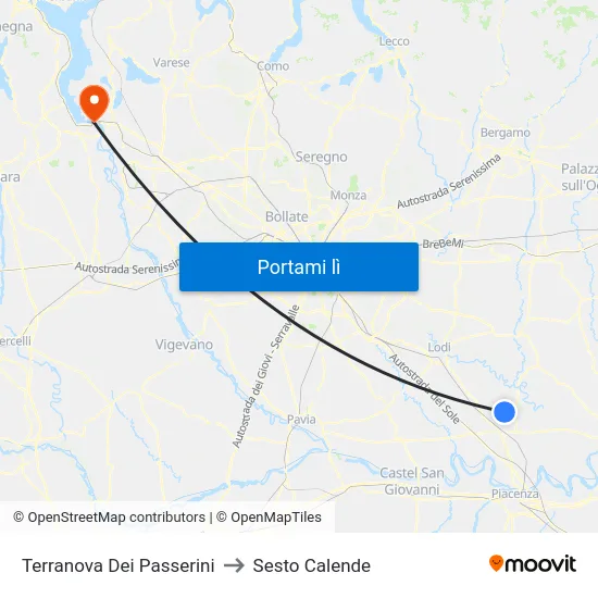 Terranova Dei Passerini to Sesto Calende map