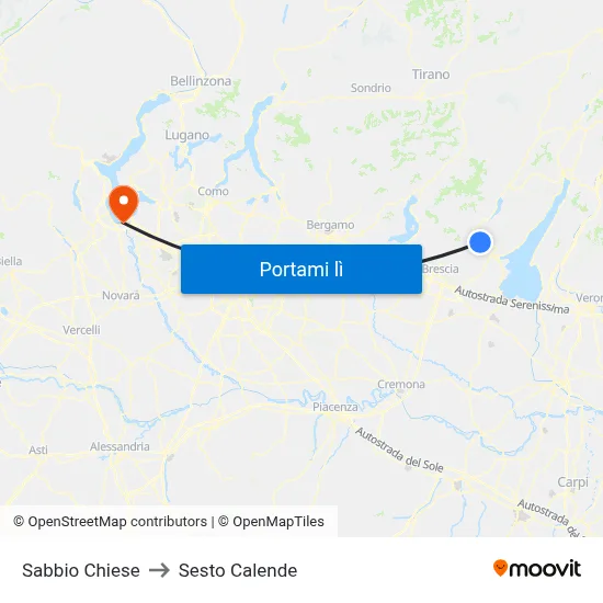 Sabbio Chiese to Sesto Calende map