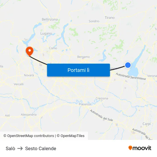 Salò to Sesto Calende map