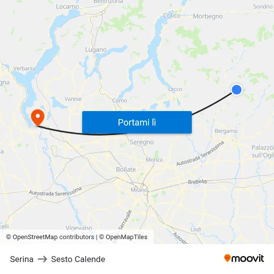 Serina to Sesto Calende map