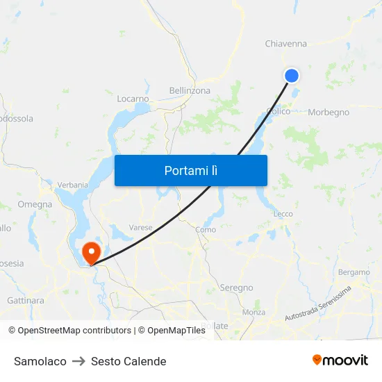 Samolaco to Sesto Calende map