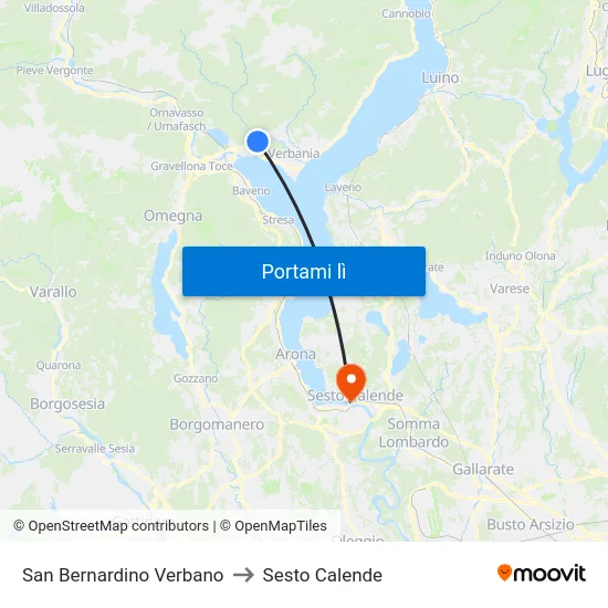 San Bernardino Verbano to Sesto Calende map