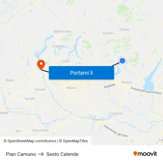 Pian Camuno to Sesto Calende map