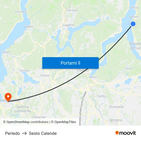Perledo to Sesto Calende map