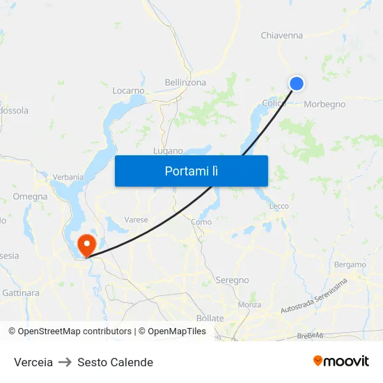 Verceia to Sesto Calende map