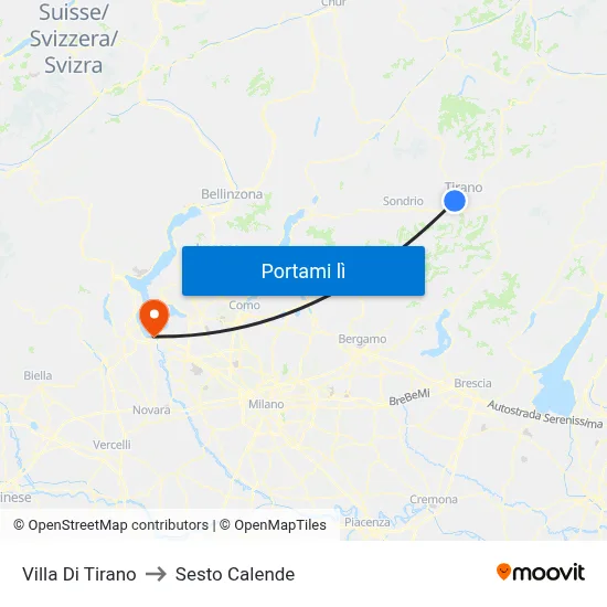 Villa Di Tirano to Sesto Calende map