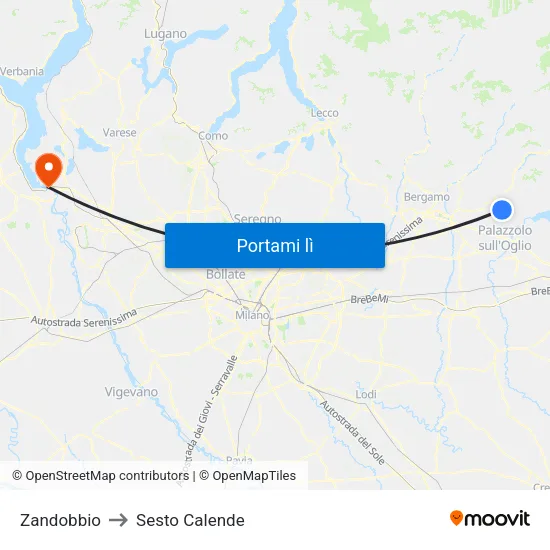 Zandobbio to Sesto Calende map