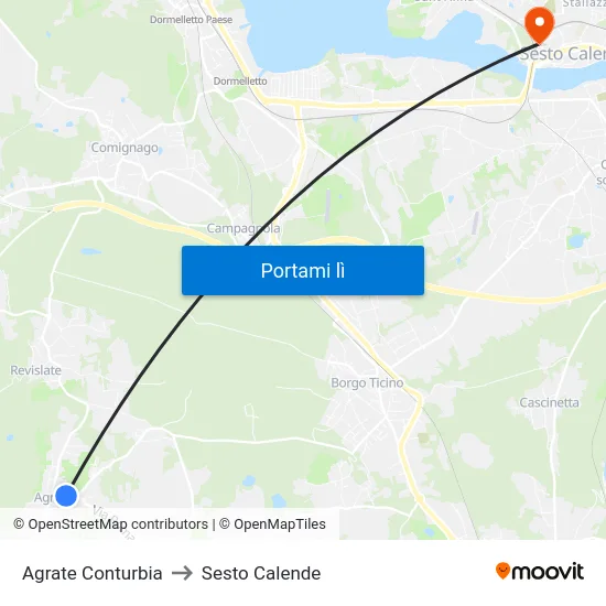 Agrate Conturbia to Sesto Calende map