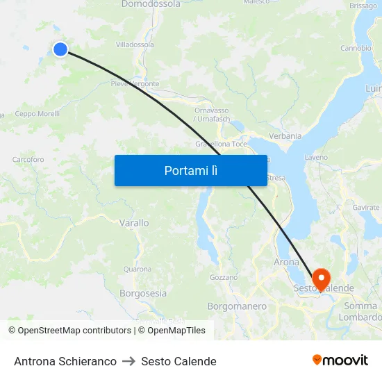 Antrona Schieranco to Sesto Calende map
