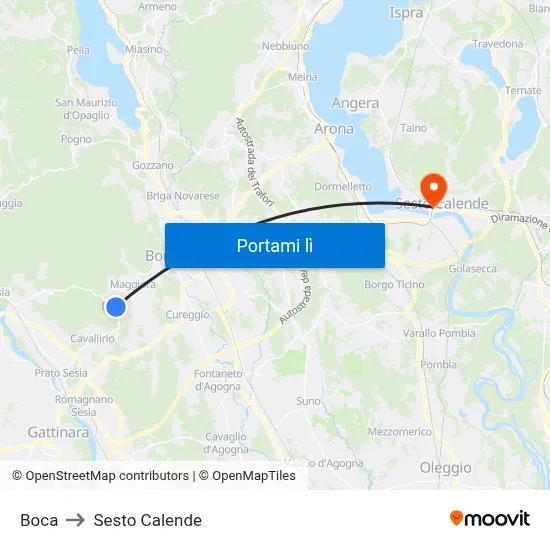 Boca to Sesto Calende map