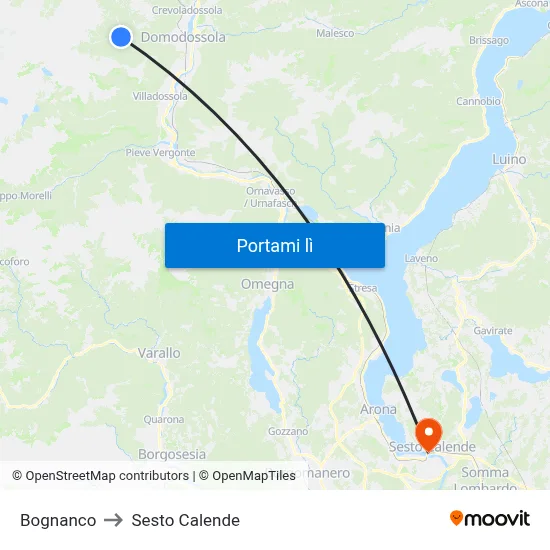 Bognanco to Sesto Calende map