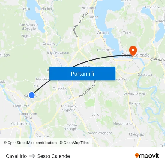 Cavallirio to Sesto Calende map