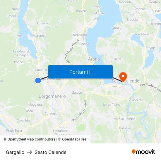 Gargallo to Sesto Calende map