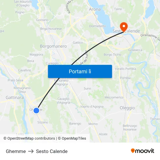 Ghemme to Sesto Calende map