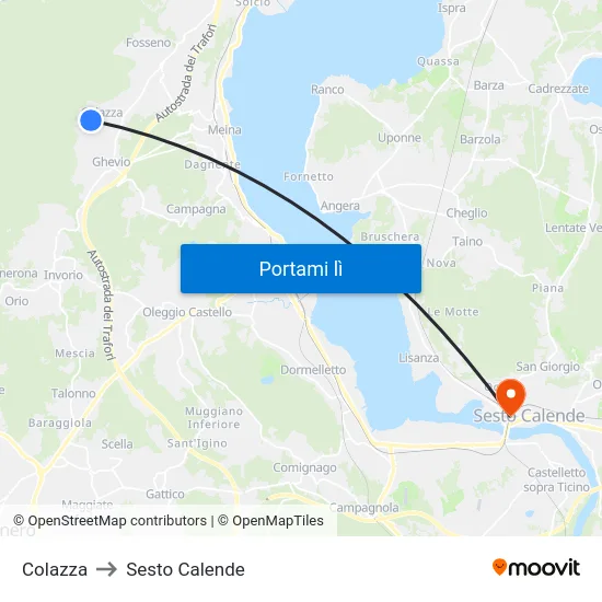 Colazza to Sesto Calende map