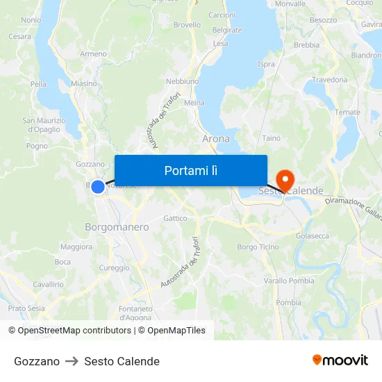 Gozzano to Sesto Calende map