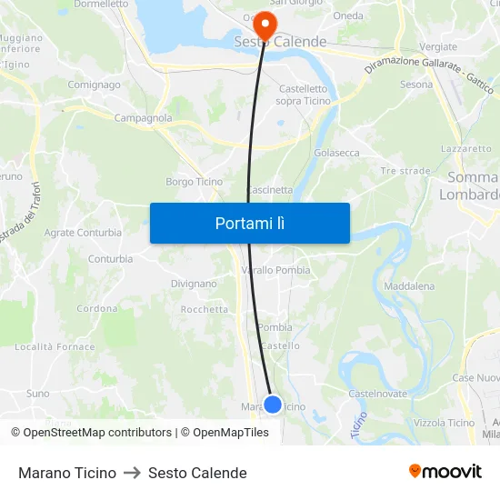 Marano Ticino to Sesto Calende map
