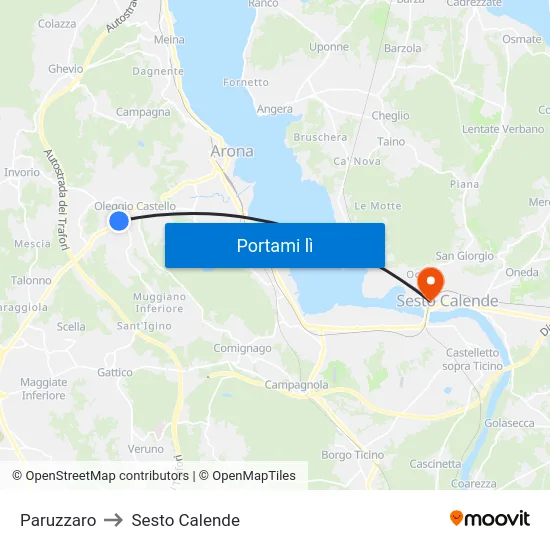 Paruzzaro to Sesto Calende map