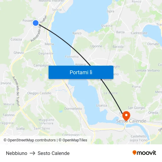 Nebbiuno to Sesto Calende map