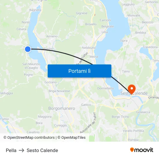 Pella to Sesto Calende map