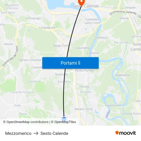 Mezzomerico to Sesto Calende map