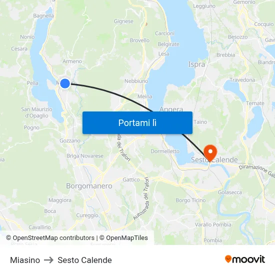 Miasino to Sesto Calende map