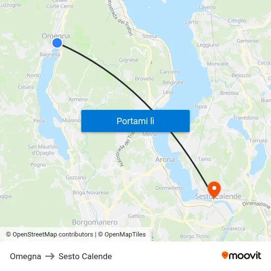Omegna to Sesto Calende map