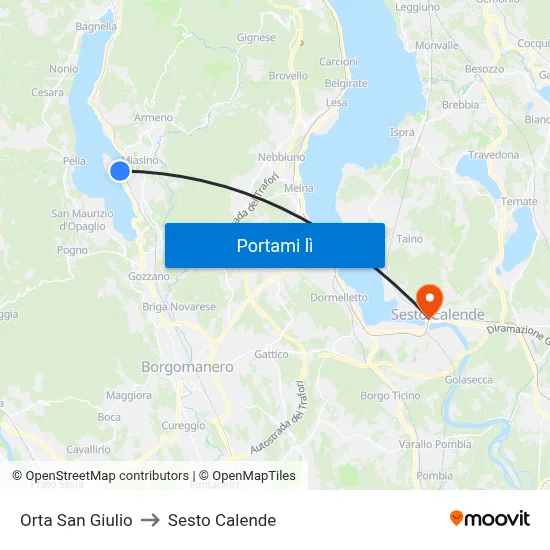 Orta San Giulio to Sesto Calende map